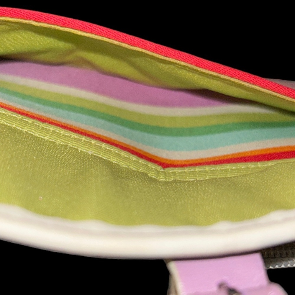 Vintage Y2K Coach Hamptons Multicolor Striped Twill Wristlet 40509 Retro Preppy - Picture 7 of 9